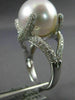 ESTATE LARGE .90CT DIAMOND & AAA SOUTH SEA PEARL 18KT WHITE GOLD ENGAGEMENT RING