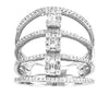 LARGE .7CT DIAMOND 18KT WHITE GOLD ROUND & BAGUETTE MULTI ROW SEMI ETERNITY RING