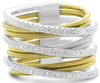 ESTATE WIDE .53CT DIAMOND 14KT 2 TONE GOLD PAVE MULTI ROW CRISS CROSS COIL RING