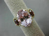 LARGE 14.42CT DIAMOND KUNZITE & GARNET 14KT YELLOW GOLD 3 STONE OVAL HALO RING