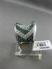 ESTATE WIDE 2.86CT WHITE & BLUE DIAMOND 14KT WHITE GOLD 3D CONCAVE COCKTAIL RING