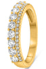 .73CT DIAMOND 14K YELLOW GOLD ROUND 2 ROW SEMI ETERNITY WEDDING ANNIVERSARY RING
