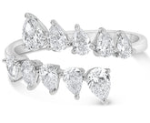 WIDE 1.15CT DIAMOND 14KT WHITE GOLD 3D PEAR SHAPE CRISS CROSS ANNIVERSARY RING