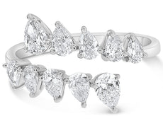 WIDE 1.15CT DIAMOND 14KT WHITE GOLD 3D PEAR SHAPE CRISS CROSS ANNIVERSARY RING