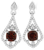 1.78CT DIAMOND & AAA GARNET 14KT WHITE GOLD 3D CUSHION & ROUND FLORAL EARRINGS