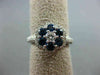 ESTATE WIDE 3.60CT DIAMOND & AAA ROUND SAPPHIRE 14KT WHITE GOLD 3D FLOWER RING