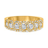 1.0CT DIAMOND 18KT YELLOW GOLD 3D 7 STONE INFINITY MULTI FLOWER ANNIVERSARY RING