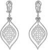 6.35CT DIAMOND 18KT WHITE GOLD TEAR DROP OPEN FILIGREE CLIP ON HANGING EARRINGS