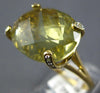 LARGE 1.78CT DIAMOND & AAA LEMON QUARTZ 14KT YELLOW GOLD OVAL FILIGREE FUN RING