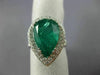 ESTATE EXTRA LARGE 8.39CT DIAMOND & AAA EMERALD 18KT WHITE GOLD ENGAGEMENT RING