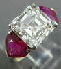ESTATE LARGE GIA 6.28CT DIAMOND & AAA RUBY 18KT WHITE GOLD 3D ENGAGEMENT RING