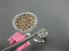 WIDE .73CT WHITE & PINK DIAMOND 18K WHITE & ROSE GOLD 3D ROUND CLUSTER FUN RING