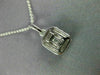 ESTATE .45CT DIAMOND 18K WHITE GOLD ROUND & BAGUETTE CLUSTER SQUARE HALO PENDANT