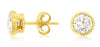 ESTATE 1.0CT DIAMOND 14K YELLOW GOLD CLASSIC ROUND BEZEL SOLITAIRE STUD EARRINGS