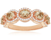 1.73CT DIAMOND & AAA MORGANITE 14KT ROSE GOLD OVAL 5 STONE HALO ANNIVERSARY RING