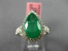 ESTATE 3.32CT DIAMOND & AAA EMERALD 18K WHITE GOLD 3D PEAR SHAPE ENGAGEMENT RING