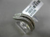 ESTATE .39CT ROUND DIAMOND 18K WHITE GOLD 3D DOUBLE WAVE COMPANION LOVE RING SET