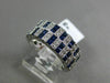 ESTATE WIDE 1.98CT DIAMOND & SAPPHIRE 14KT WHITE GOLD MILGRAIN ANNIVERSARY RING