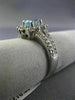 ESTATE 1.49CT DIAMOND & AQUAMARINE 14K WHITE GOLD 3D HALO FLOWER ENGAGEMENT RING