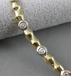 ESTATE .85CTW DIAMOND 14K WHITE YELLOW GOLD BAMBOO LINK BRACELET 4MM WIDE #10186