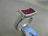 ESTATE WIDE 2.22CT DIAMOND & AAA RUBY 18KT WHITE GOLD CURVED RECTANGLE FUN RING
