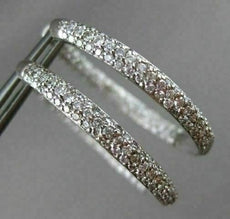 ESTATE LARGE 3.75CT DIAMOND INSIDE OUTSIDE HOOPS 14KT WHITE GOLD EARRINGS #1816