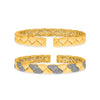 LARGE .77CT DIAMOND 14KT 2 TONE GOLD DOUBLE TRIANGULAR FILIGREE BANGLE BRACELET