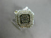 WIDE .50CT WHITE & CHOCOLATE FANCY DIAMOND 14KT TWO TONE GOLD DDOUBLE HALO RING