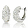 ESTATE 2.0CT DIAMOND 18K WHITE GOLD ROUND CLASSIC PAVE SEMI HOOP HUGGIE EARRINGS