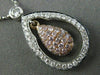 ESTATE .85CT WHITE & PINK DIAMOND 18KT WHITE & ROSE GOLD 3D TEAR DROP NECKLACE