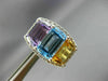 ESTATE LARGE .24CT DIAMOND & MULTI GEM 14KT WHITE GOLD 3 STONE HALO EARRINGS