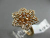 ESTATE LARGE .68CT DIAMOND 14KT ROSE GOLD 3D FLOWER STAR ETOILE FILIGREE RING