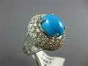 ESTATE LARGE 9.86CT DIAMOND & AAA TURQUOISE 14KT WHITE GOLD OVAL FUN RING #1997