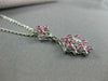 ESTATE .24CTW RUBY & DIAMOND 14KT WHITE GOLD CLUSTER OPEN WORK DROP PENDANT #XXX