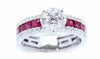 ESTATE 1.5CT DIAMOND & AAA RUBY 18K WHITE GOLD MULTI SHAPE FLOWER INVISIBLE RING