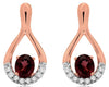 ESTATE 0.96CT DIAMOND & AAA RHODOLITE 14KT ROSE GOLD TEAR DROP HANGING EARRINGS