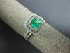 ESTATE .74CT DIAMOND & AAA EMERALD 18KT 2 TONE GOLD DOUBLE HALO ENGAGEMENT RING