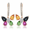 1.99CT DIAMOND & MULTI GEM 14KT ROSE GOLD BUTTERFLY LEVERBACK HANGING EARRINGS