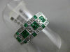 ESTATE WIDE 1.47CT DIAMOND & SQUARE EMERALD 14K WHITE GOLD 3D SEMI ETERNITY RING