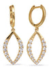 .58CT DIAMOND 14KT YELLOW GOLD GRADUATING OPEN LEAF HUGGIE HOOP HANGING EARRINGS