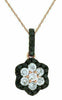 ESTATE .53CT WHITE & BLACK DIAMOND 14KT ROSE GOLD CLUSTER FLOWER CLASSIC PENDANT