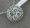 ESTATE .54CT DIAMOND 18KT WHITE GOLD 3D CLUSTER ROUND HALO FLOATING PENDANT 9mm