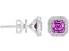 1.37CT DIAMOND & AAA PURPLE SAPPHIRE 14KT WHITE GOLD EMERALD CUT STUD EARRINGS
