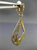 ESTATE LARGE 2.81CT WHITE & FANCY YELLOW DIAMOND 18K ROSE GOLD FILIGREE EARRINGS
