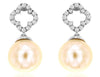 .15CT DIAMOND & AAA SOUTH SEA PEARL 14KT WHITE GOLD FLOWER FUN HANGING EARRINGS