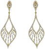 1.24CT DIAMOND 14K YELLOW GOLD BAGUETTE OPEN FILIGREE TEAR DROP HANGING EARRINGS