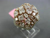 ESTATE LARGE 5.29CT WHITE & PINK DIAMOND 18KT 2 TONE GOLD 3D FLOWER CLUSTER RING