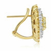 LARGE 2.42CT WHITE & FANCY YELLOW DIAMOND 18KT 2 TONE GOLD OVAL CLIP ON EARRINGS