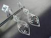 ESTATE LARGE .96CT DIAMOND 18KT WHITE GOLD FLORAL FILIGREE OPEN LEAF EARRINGS