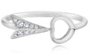 ESTATE .08CT DIAMOND 14KT WHITE GOLD 3D ARROW TO YOUR HEART LOVE RING